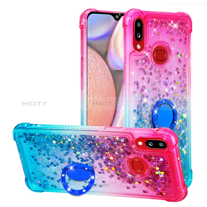 Custodia Silicone Cover Morbida Bling-Bling con Anello Supporto S02 per Samsung Galaxy A10s