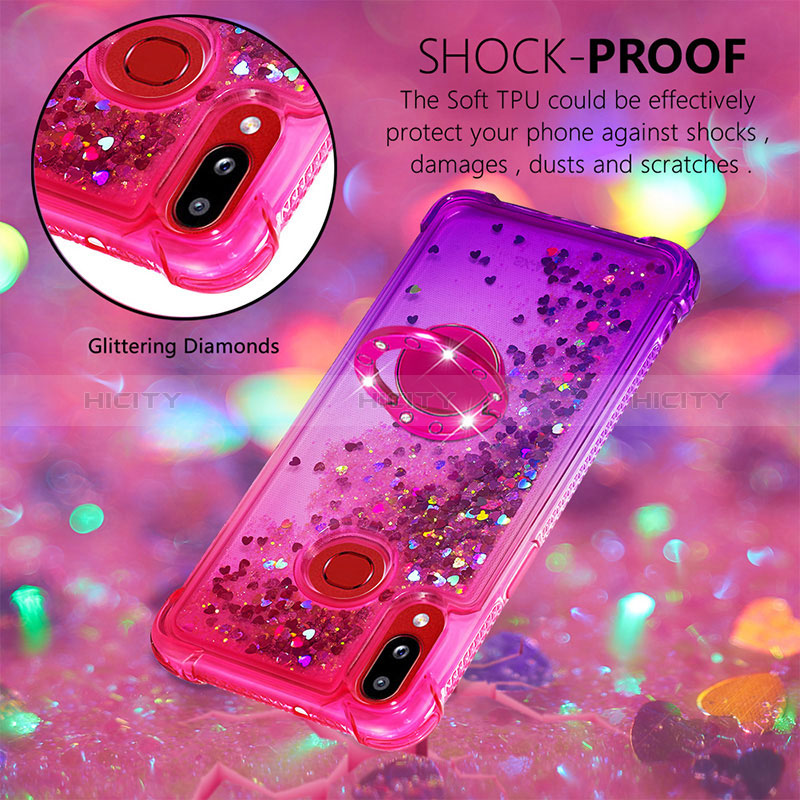 Custodia Silicone Cover Morbida Bling-Bling con Anello Supporto S02 per Samsung Galaxy A10s