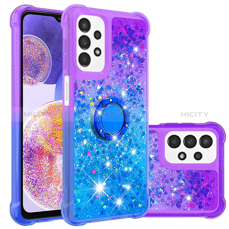 Custodia Silicone Cover Morbida Bling-Bling con Anello Supporto S02 per Samsung Galaxy A23 5G