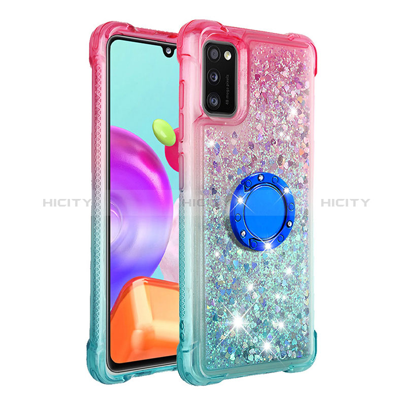 Custodia Silicone Cover Morbida Bling-Bling con Anello Supporto S02 per Samsung Galaxy A41