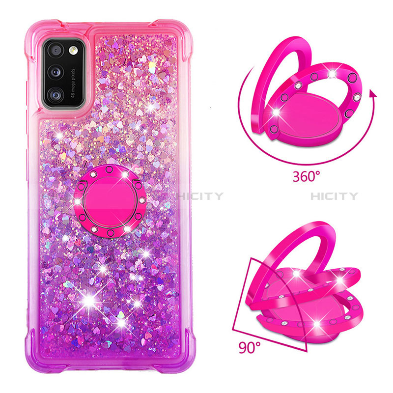 Custodia Silicone Cover Morbida Bling-Bling con Anello Supporto S02 per Samsung Galaxy A41