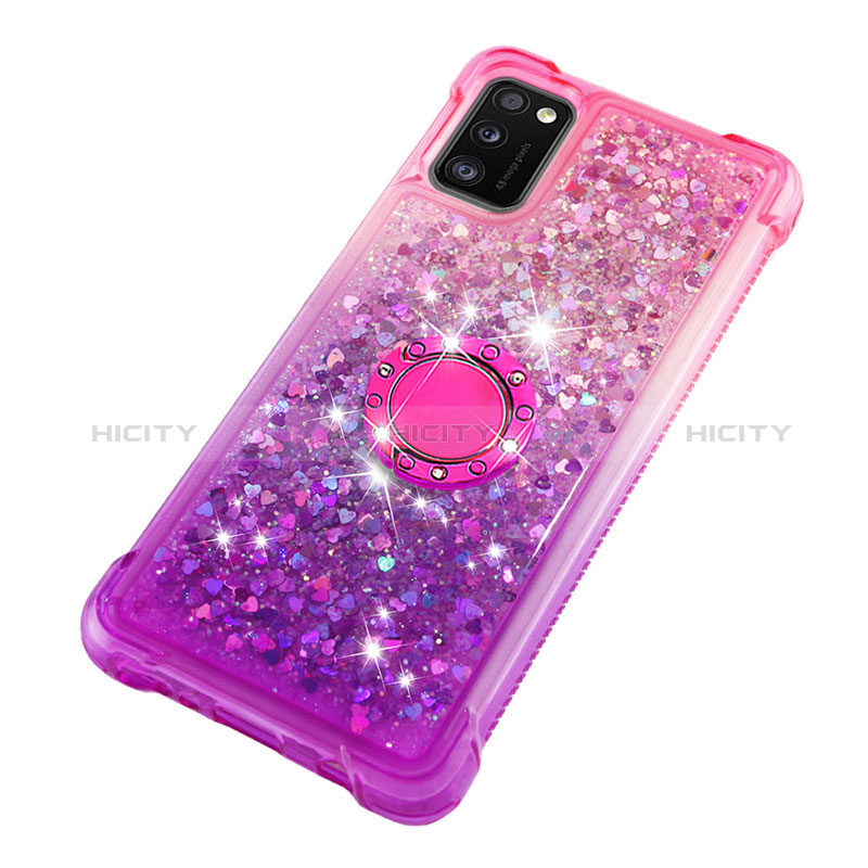 Custodia Silicone Cover Morbida Bling-Bling con Anello Supporto S02 per Samsung Galaxy A41