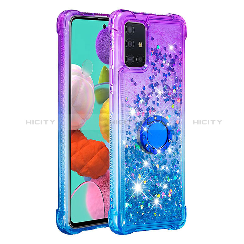 Custodia Silicone Cover Morbida Bling-Bling con Anello Supporto S02 per Samsung Galaxy A51 5G