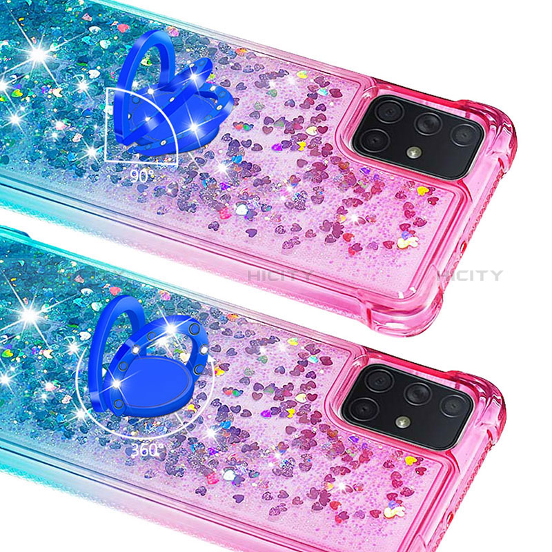 Custodia Silicone Cover Morbida Bling-Bling con Anello Supporto S02 per Samsung Galaxy A71 4G A715