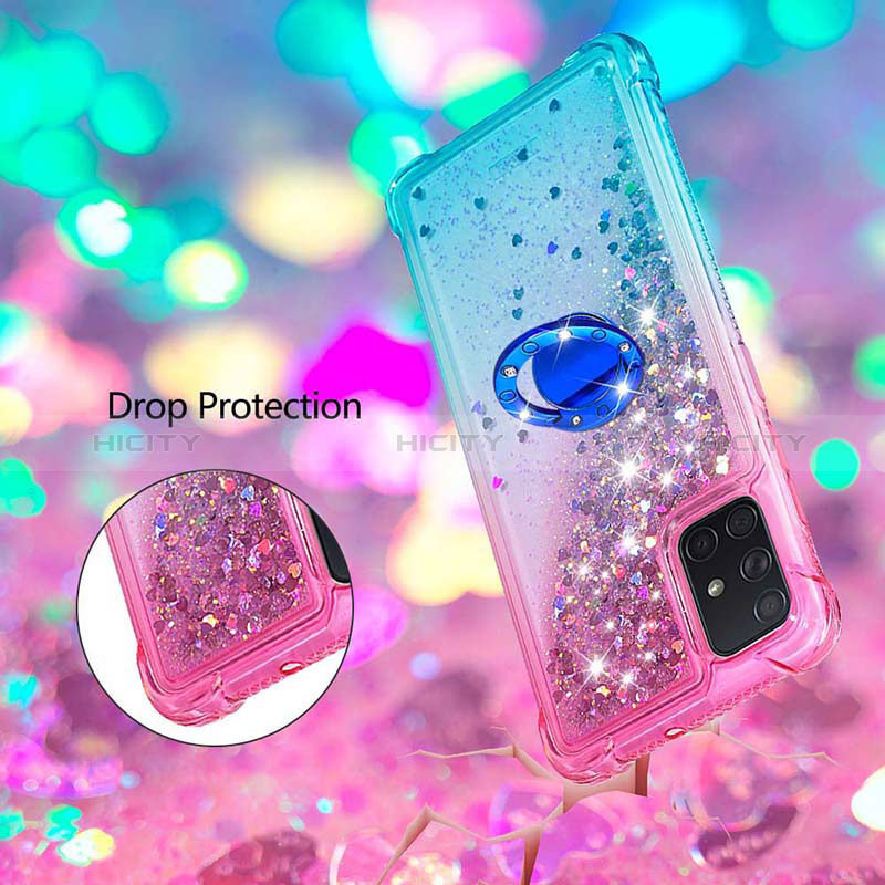 Custodia Silicone Cover Morbida Bling-Bling con Anello Supporto S02 per Samsung Galaxy A71 5G