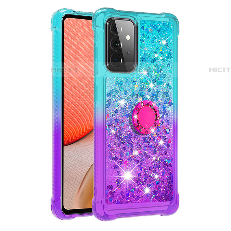 Custodia Silicone Cover Morbida Bling-Bling con Anello Supporto S02 per Samsung Galaxy A72 5G