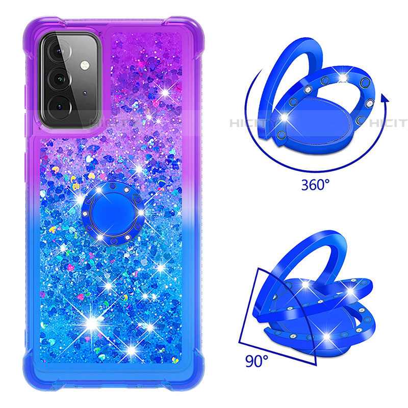 Custodia Silicone Cover Morbida Bling-Bling con Anello Supporto S02 per Samsung Galaxy A72 5G