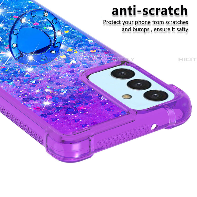 Custodia Silicone Cover Morbida Bling-Bling con Anello Supporto S02 per Samsung Galaxy A82 5G