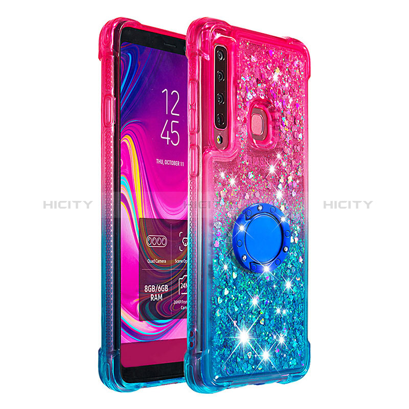 Custodia Silicone Cover Morbida Bling-Bling con Anello Supporto S02 per Samsung Galaxy A9 (2018) A920