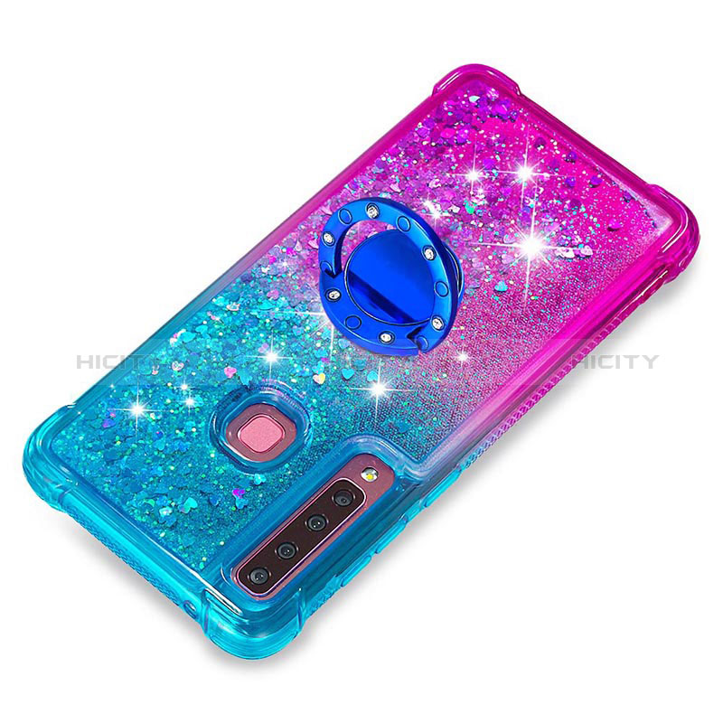 Custodia Silicone Cover Morbida Bling-Bling con Anello Supporto S02 per Samsung Galaxy A9 Star Pro