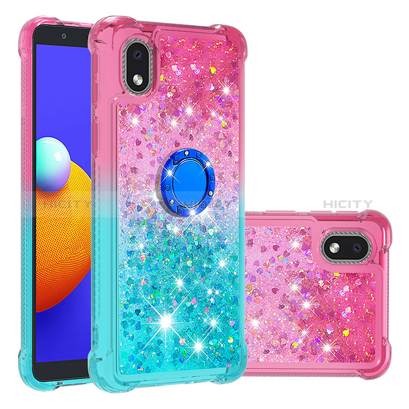 Custodia Silicone Cover Morbida Bling-Bling con Anello Supporto S02 per Samsung Galaxy M01 Core