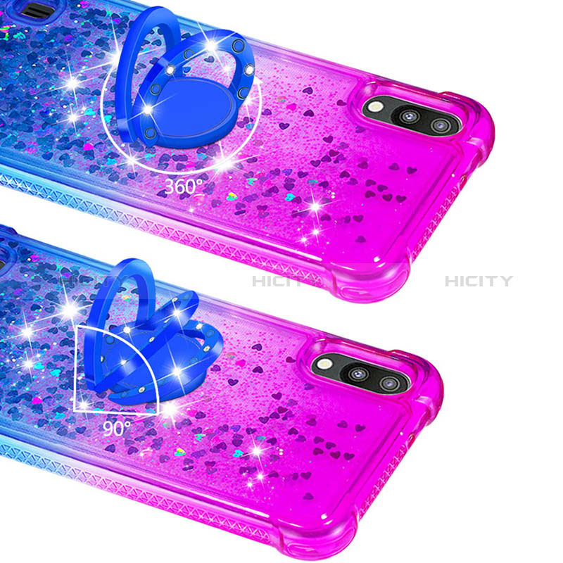 Custodia Silicone Cover Morbida Bling-Bling con Anello Supporto S02 per Samsung Galaxy M10