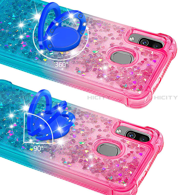 Custodia Silicone Cover Morbida Bling-Bling con Anello Supporto S02 per Samsung Galaxy M10S