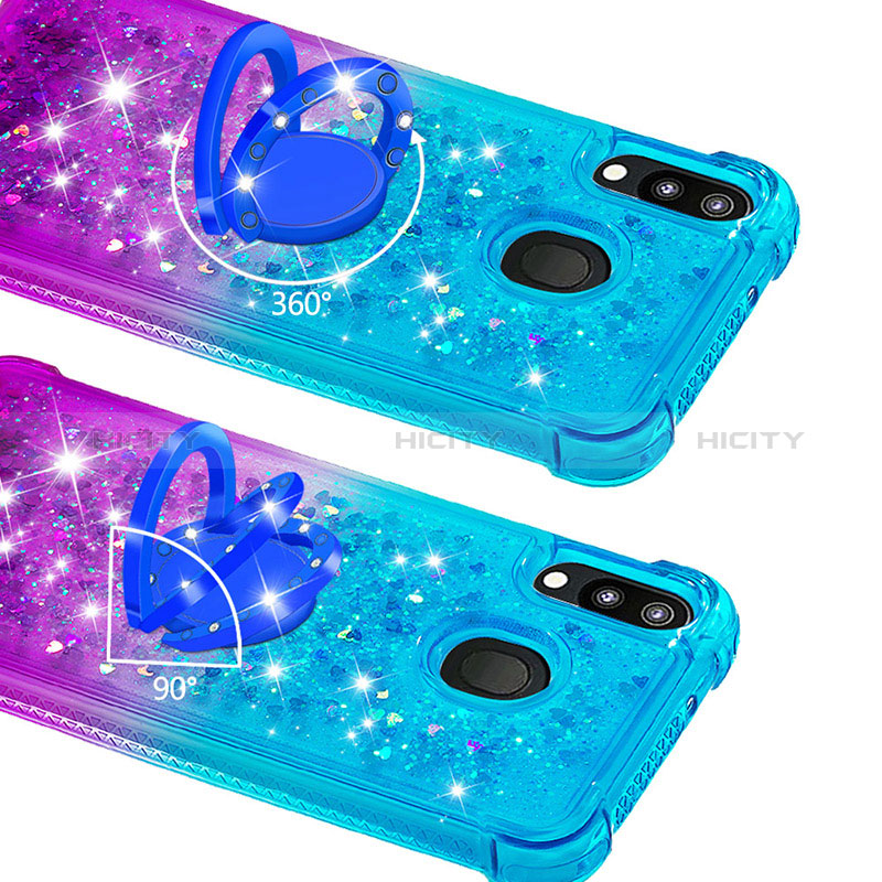 Custodia Silicone Cover Morbida Bling-Bling con Anello Supporto S02 per Samsung Galaxy M20