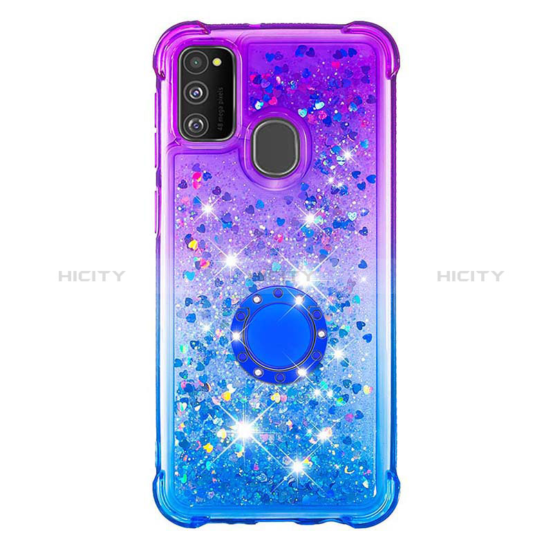 Custodia Silicone Cover Morbida Bling-Bling con Anello Supporto S02 per Samsung Galaxy M30s