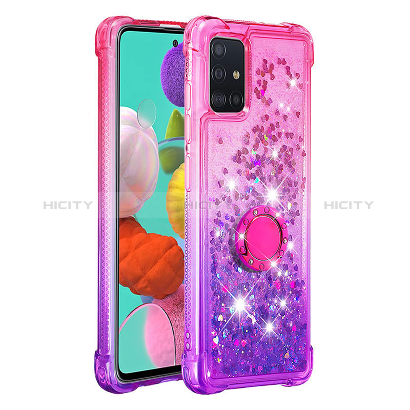 Custodia Silicone Cover Morbida Bling-Bling con Anello Supporto S02 per Samsung Galaxy M40S