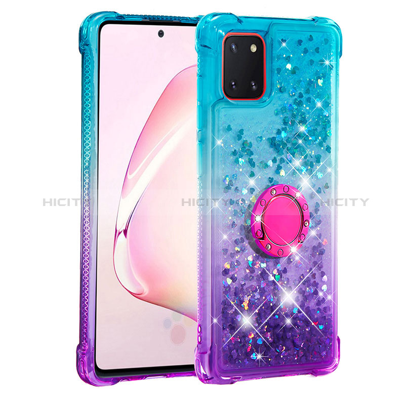 Custodia Silicone Cover Morbida Bling-Bling con Anello Supporto S02 per Samsung Galaxy Note 10 Lite