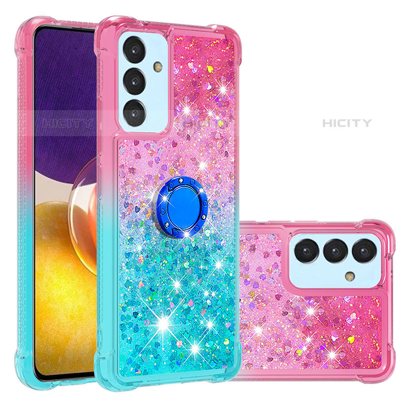 Custodia Silicone Cover Morbida Bling-Bling con Anello Supporto S02 per Samsung Galaxy Quantum2 5G Rosa