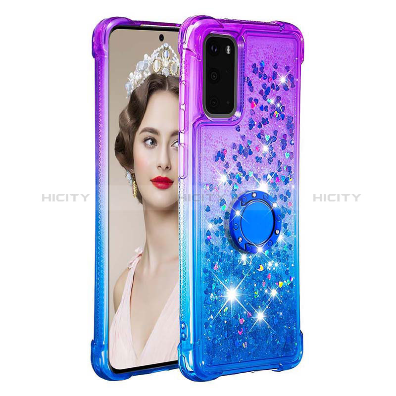 Custodia Silicone Cover Morbida Bling-Bling con Anello Supporto S02 per Samsung Galaxy S20 5G