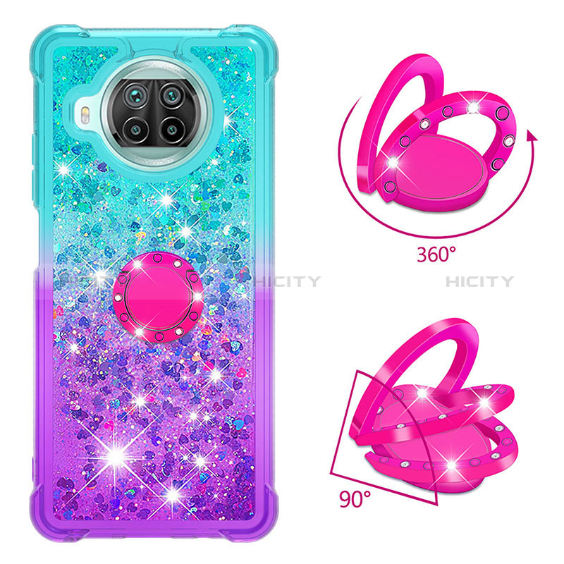 Custodia Silicone Cover Morbida Bling-Bling con Anello Supporto S02 per Xiaomi Mi 10i 5G