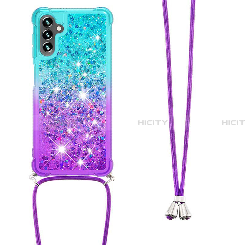 Custodia Silicone Cover Morbida Bling-Bling con Cinghia Cordino Mano S01 per Samsung Galaxy A13 5G