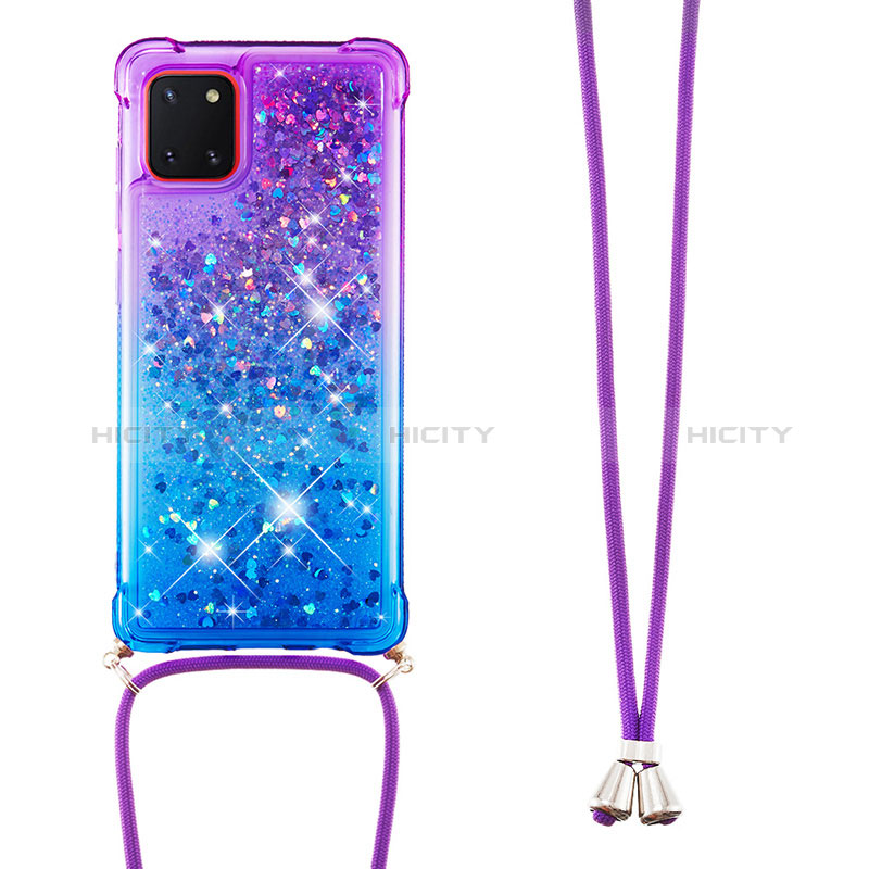 Custodia Silicone Cover Morbida Bling-Bling con Cinghia Cordino Mano S01 per Samsung Galaxy A81