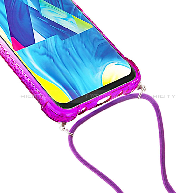 Custodia Silicone Cover Morbida Bling-Bling con Cinghia Cordino Mano S01 per Samsung Galaxy M10