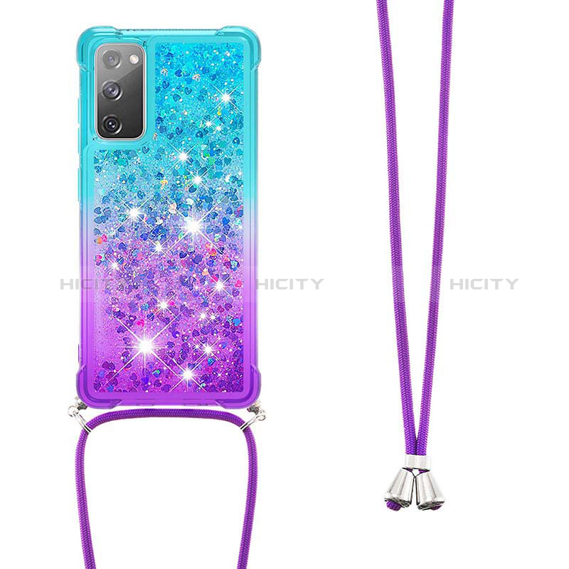 Custodia Silicone Cover Morbida Bling-Bling con Cinghia Cordino Mano S01 per Samsung Galaxy S20 Lite 5G