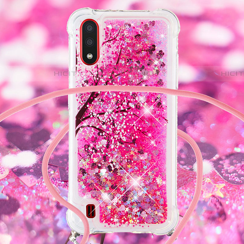 Custodia Silicone Cover Morbida Bling-Bling con Cinghia Cordino Mano S02 per Samsung Galaxy A01 SM-A015