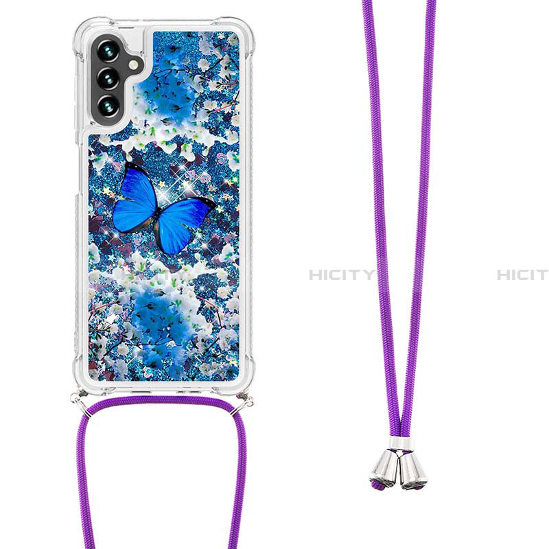 Custodia Silicone Cover Morbida Bling-Bling con Cinghia Cordino Mano S02 per Samsung Galaxy A13 5G