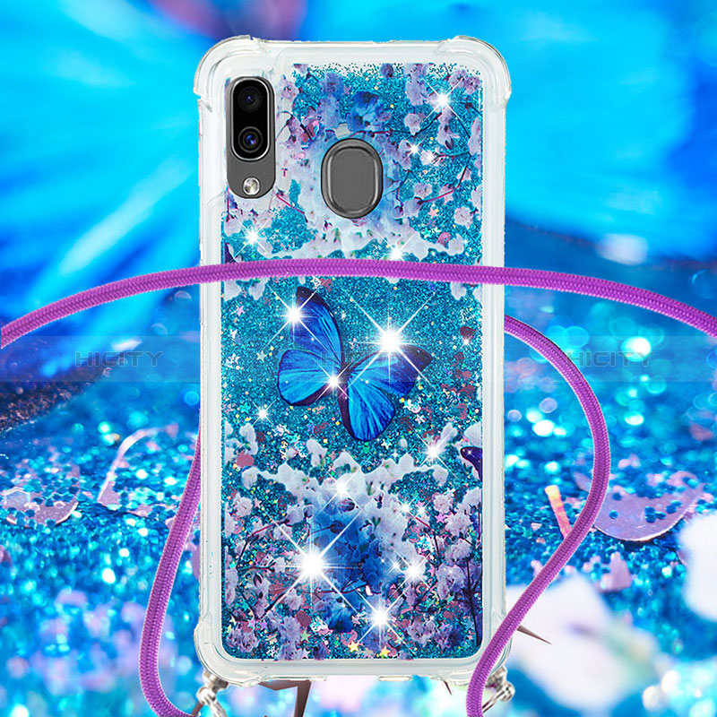 Custodia Silicone Cover Morbida Bling-Bling con Cinghia Cordino Mano S02 per Samsung Galaxy A30