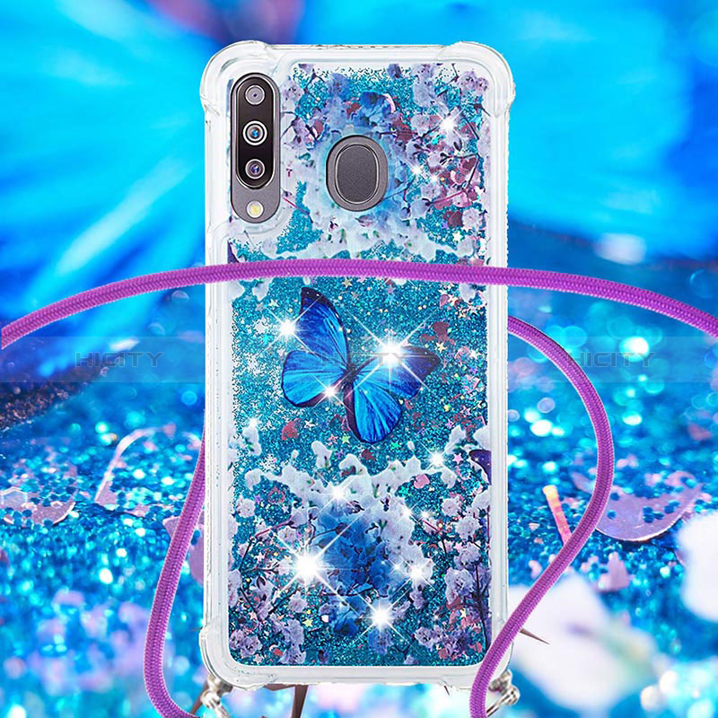 Custodia Silicone Cover Morbida Bling-Bling con Cinghia Cordino Mano S02 per Samsung Galaxy A40s