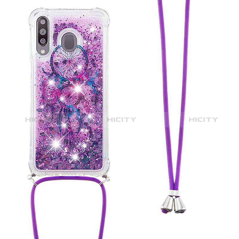 Custodia Silicone Cover Morbida Bling-Bling con Cinghia Cordino Mano S02 per Samsung Galaxy A40s