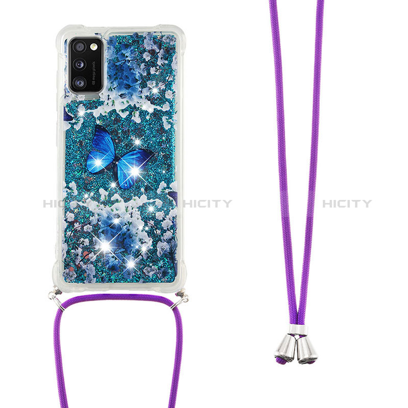 Custodia Silicone Cover Morbida Bling-Bling con Cinghia Cordino Mano S02 per Samsung Galaxy A41