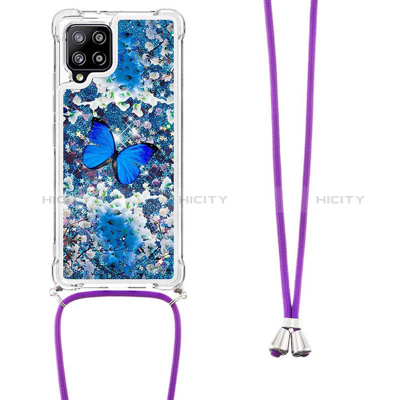 Custodia Silicone Cover Morbida Bling-Bling con Cinghia Cordino Mano S02 per Samsung Galaxy A42 5G