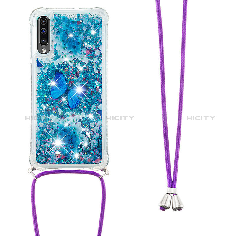 Custodia Silicone Cover Morbida Bling-Bling con Cinghia Cordino Mano S02 per Samsung Galaxy A50