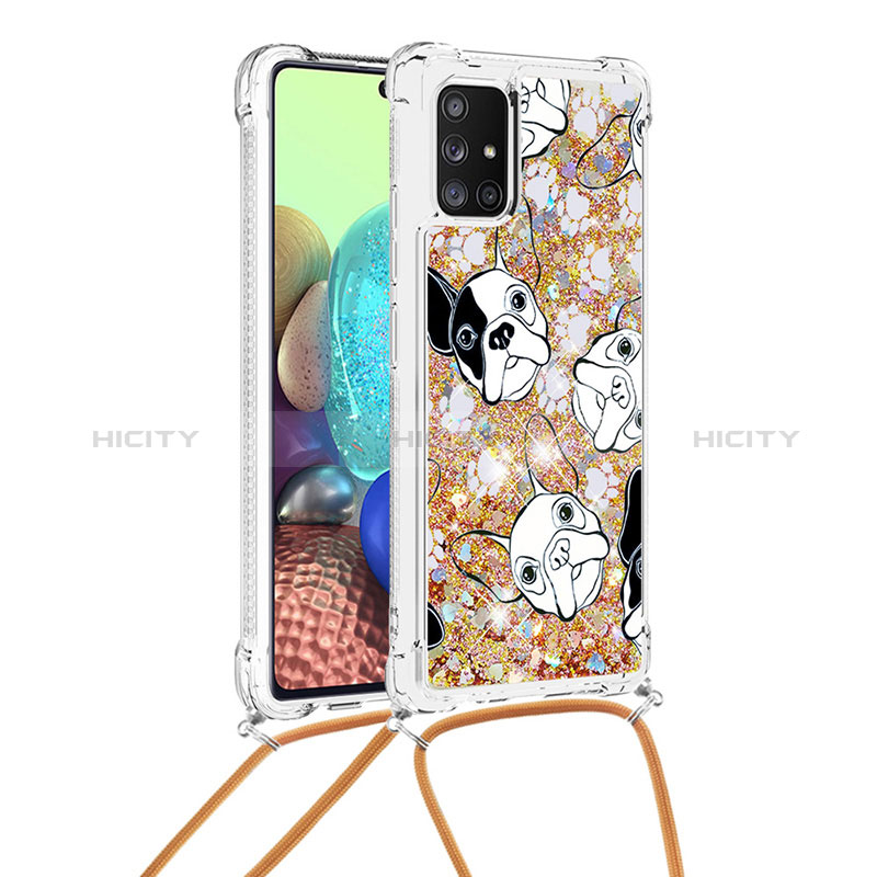 Custodia Silicone Cover Morbida Bling-Bling con Cinghia Cordino Mano S02 per Samsung Galaxy A71 5G