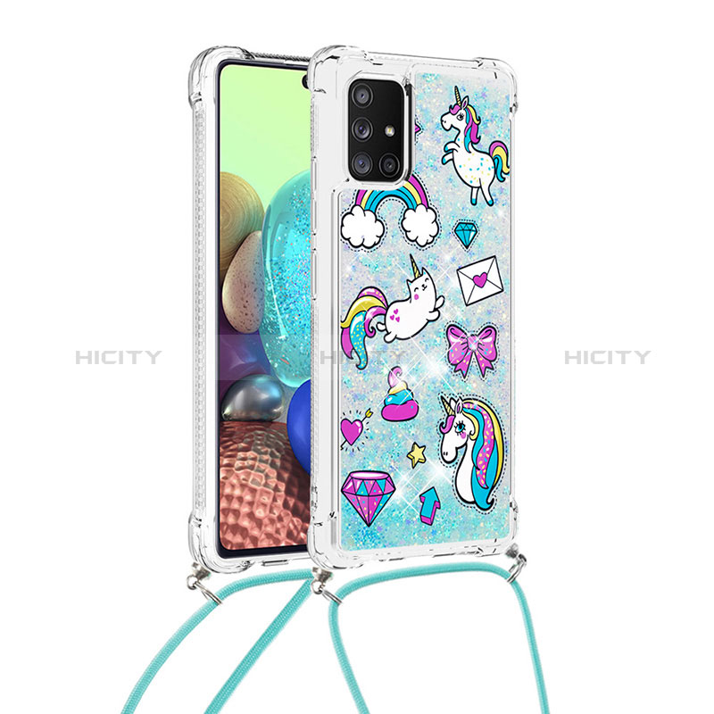 Custodia Silicone Cover Morbida Bling-Bling con Cinghia Cordino Mano S02 per Samsung Galaxy A71 5G