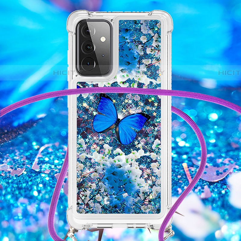 Custodia Silicone Cover Morbida Bling-Bling con Cinghia Cordino Mano S02 per Samsung Galaxy A72 5G
