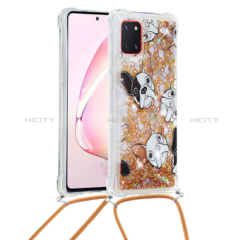 Custodia Silicone Cover Morbida Bling-Bling con Cinghia Cordino Mano S02 per Samsung Galaxy A81