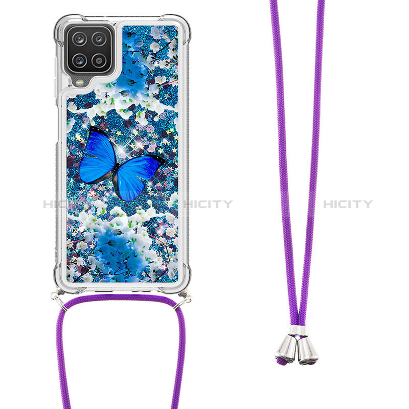 Custodia Silicone Cover Morbida Bling-Bling con Cinghia Cordino Mano S02 per Samsung Galaxy F12