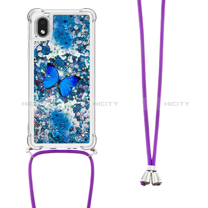 Custodia Silicone Cover Morbida Bling-Bling con Cinghia Cordino Mano S02 per Samsung Galaxy M01 Core