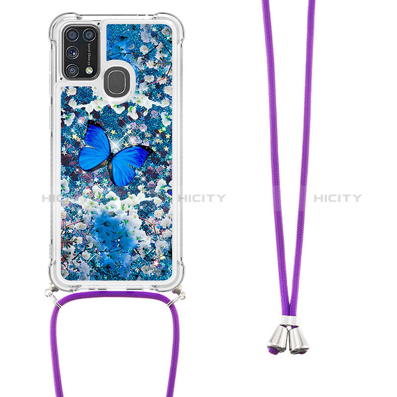Custodia Silicone Cover Morbida Bling-Bling con Cinghia Cordino Mano S02 per Samsung Galaxy M31