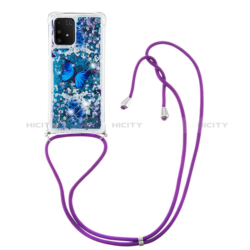 Custodia Silicone Cover Morbida Bling-Bling con Cinghia Cordino Mano S02 per Samsung Galaxy M80S