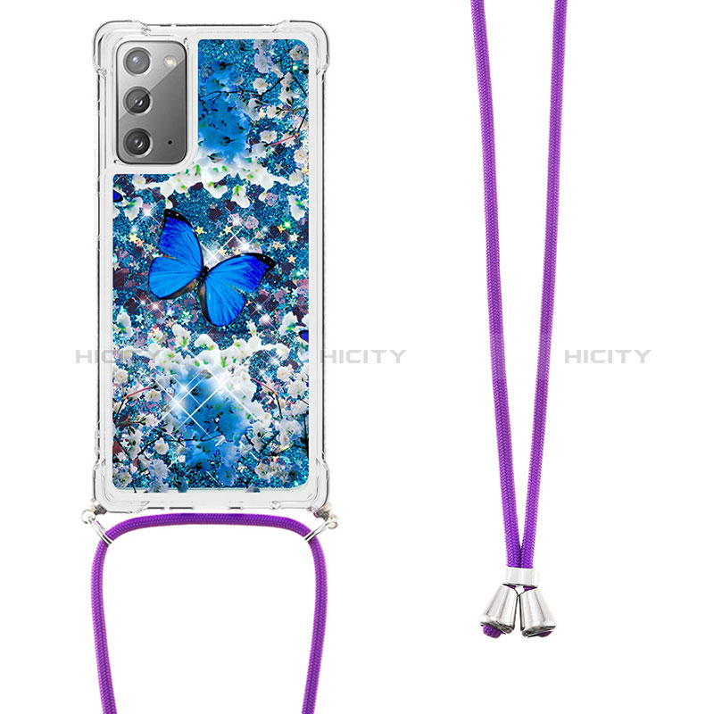 Custodia Silicone Cover Morbida Bling-Bling con Cinghia Cordino Mano S02 per Samsung Galaxy Note 20 5G