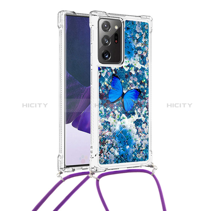 Custodia Silicone Cover Morbida Bling-Bling con Cinghia Cordino Mano S02 per Samsung Galaxy Note 20 Ultra 5G