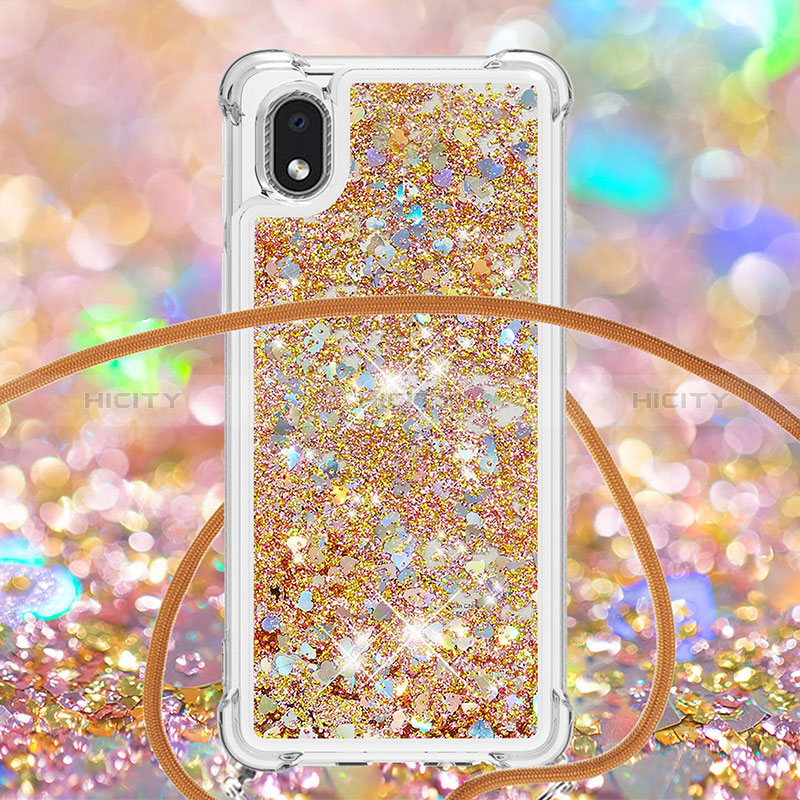 Custodia Silicone Cover Morbida Bling-Bling con Cinghia Cordino Mano S03 per Samsung Galaxy A01 Core