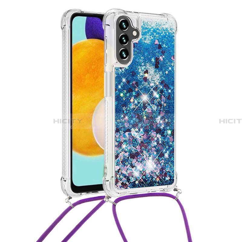 Custodia Silicone Cover Morbida Bling-Bling con Cinghia Cordino Mano S03 per Samsung Galaxy A13 5G