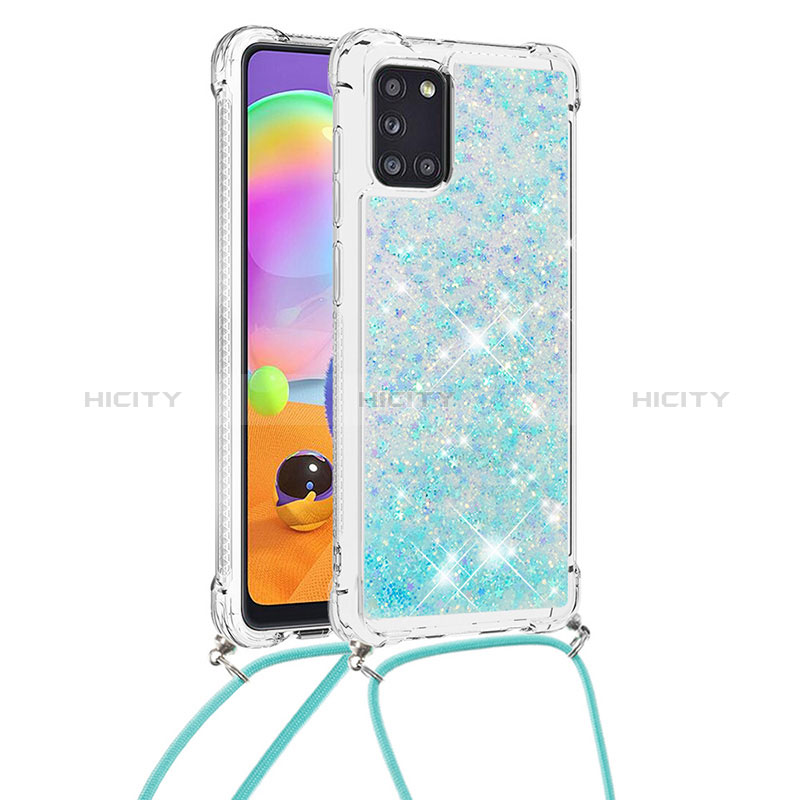 Custodia Silicone Cover Morbida Bling-Bling con Cinghia Cordino Mano S03 per Samsung Galaxy A31