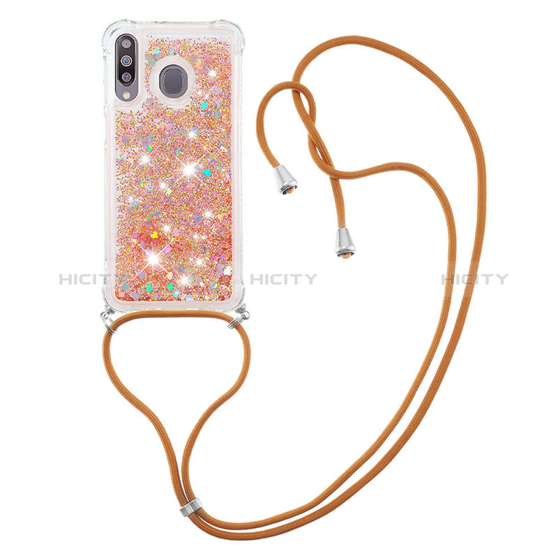 Custodia Silicone Cover Morbida Bling-Bling con Cinghia Cordino Mano S03 per Samsung Galaxy A40s